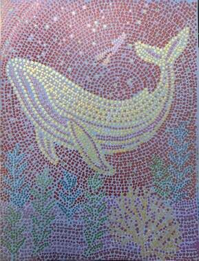 Under the sea Metallic Ink Whale Dot Art